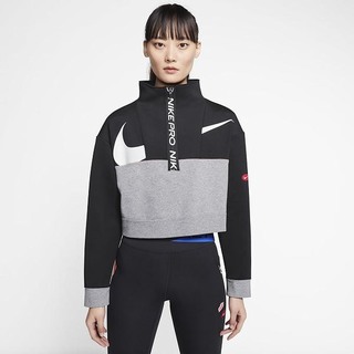 Jachete Nike Pro Get Fit Icon Clash Fleece 1/2-Zip Dama Negrii Gri Inchis Albi | QSGL-83147